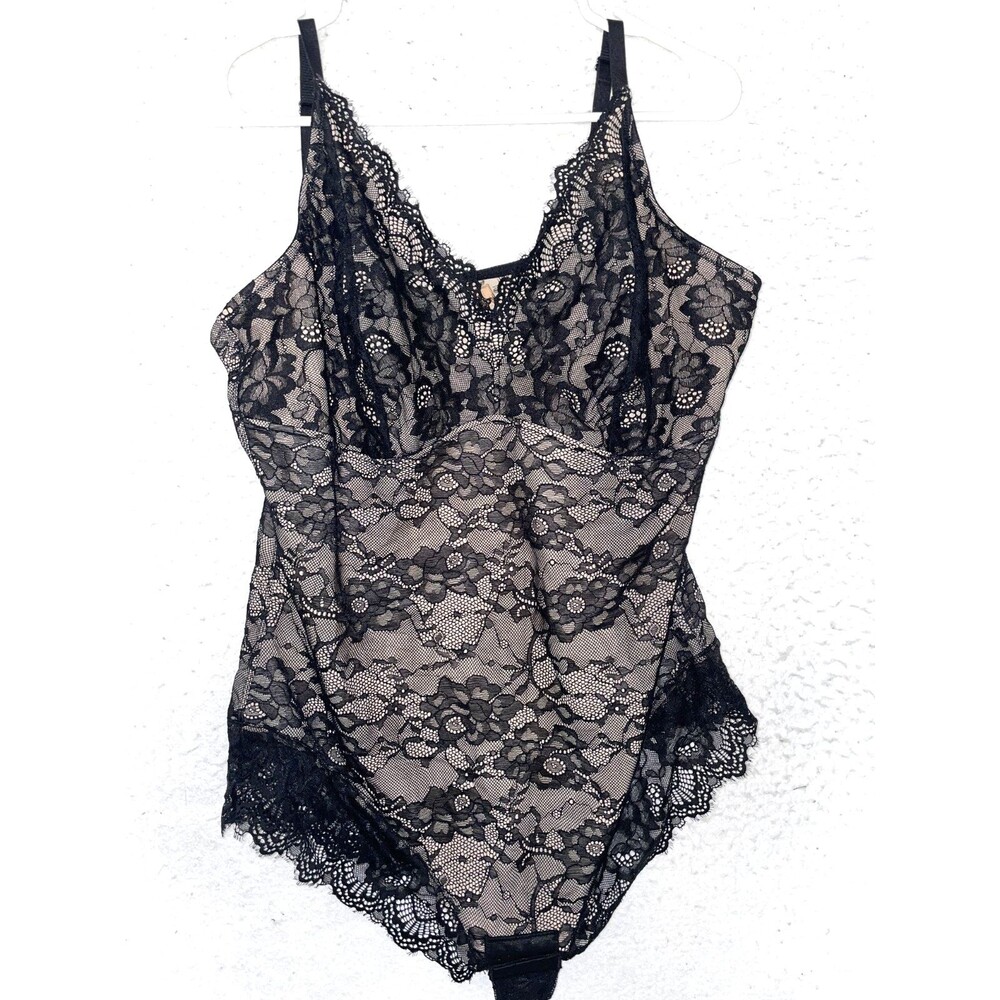 SHAPELLX Lace Bodysuits Womens Top Waist Slim Bodysuit Tummy 3XL Black Lingerie